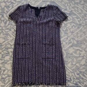 Ann Taylor Navy, Gold, and Orange Tweed Mini Dress